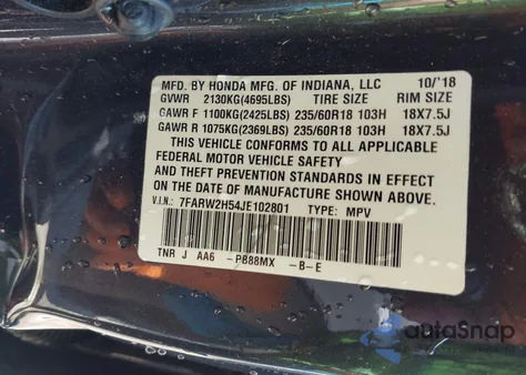 2018 Honda Cr-V Ex z USA, uszkodzony, nr VIN 7FARW2H54JE102801